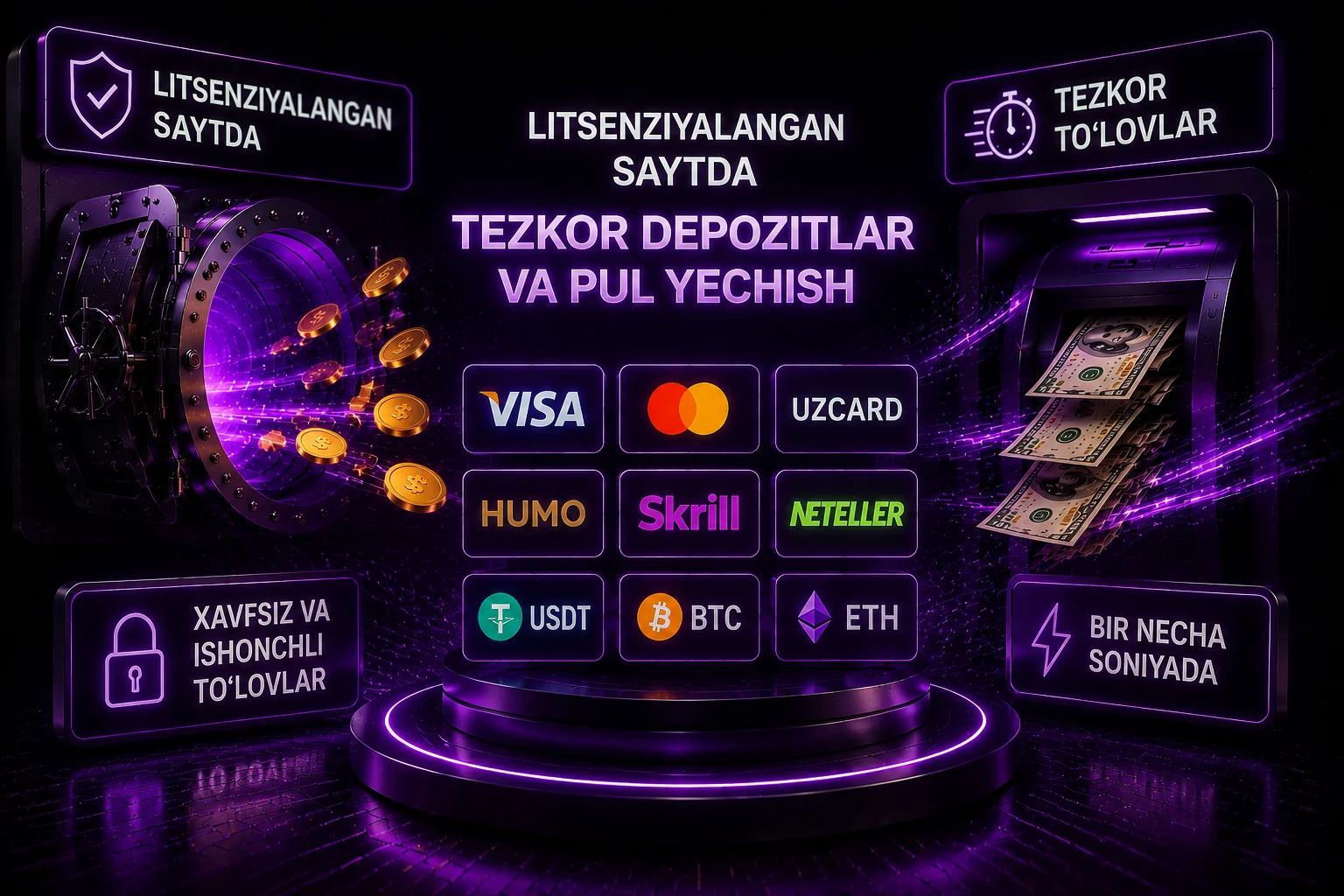 O'zbekistondagi foydalanuvchilar uchun tezkor depozitlar va pul yechib olish