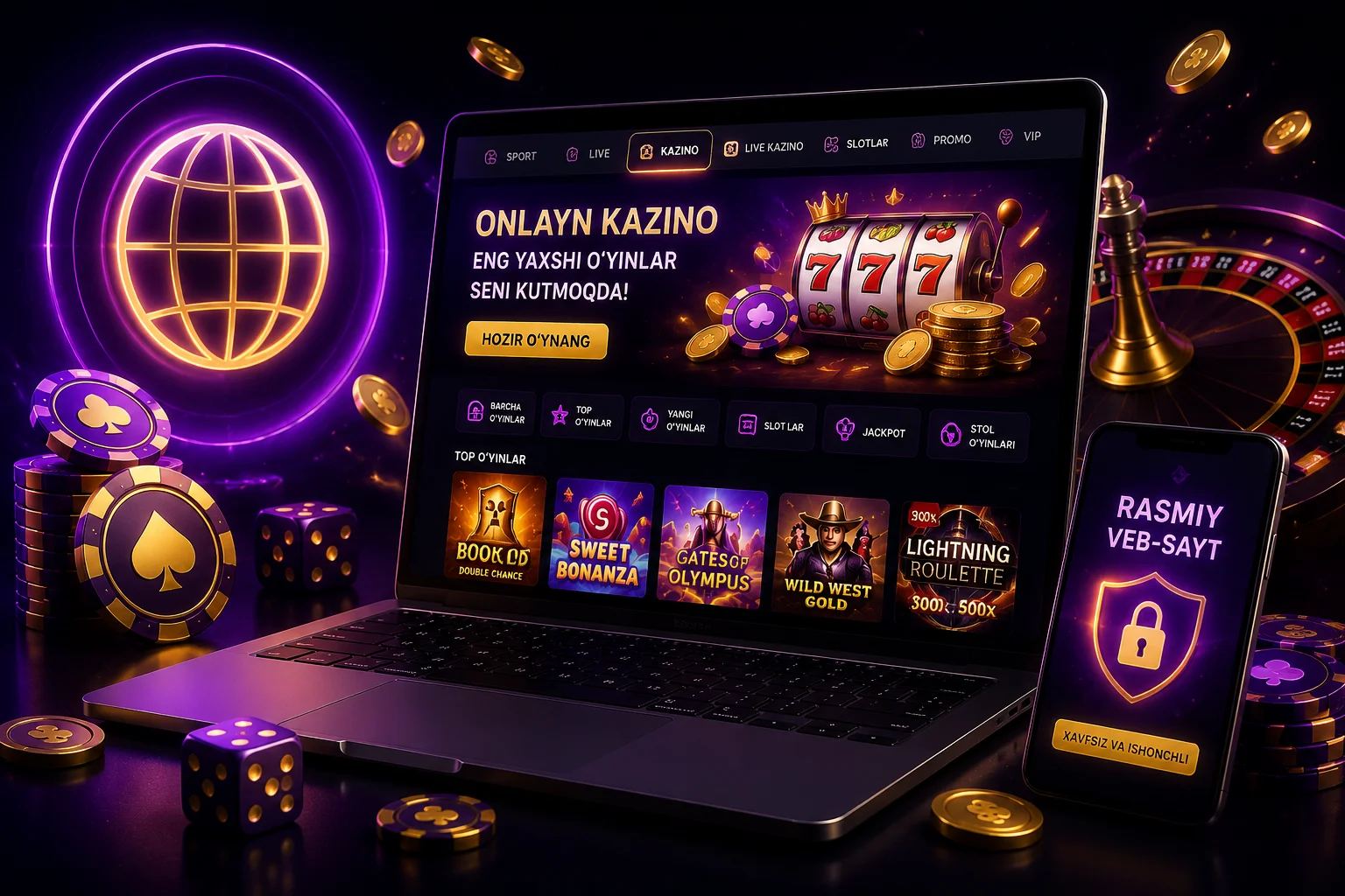 O'zbekistondagi foydalanuvchilar uchun onlayn kazino